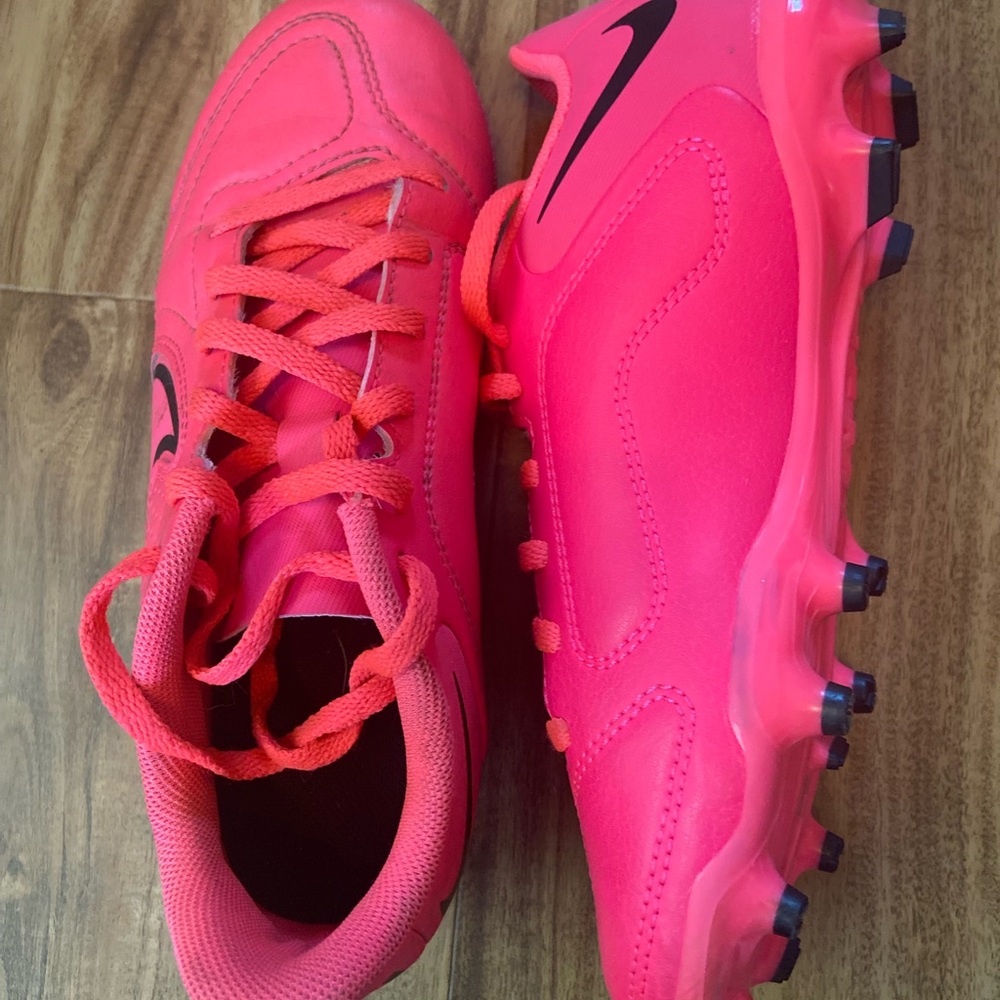 Neon Pink Nike Tiempo Cleats